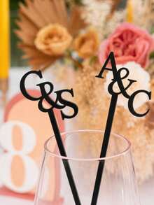 10/30/50/100pcs Custom Wedding Personalized Letter Stirrer | Party Decoration, Acrylic Gold Mirror Letter Custom Acrylic Stirrer - Multicolor - View 5