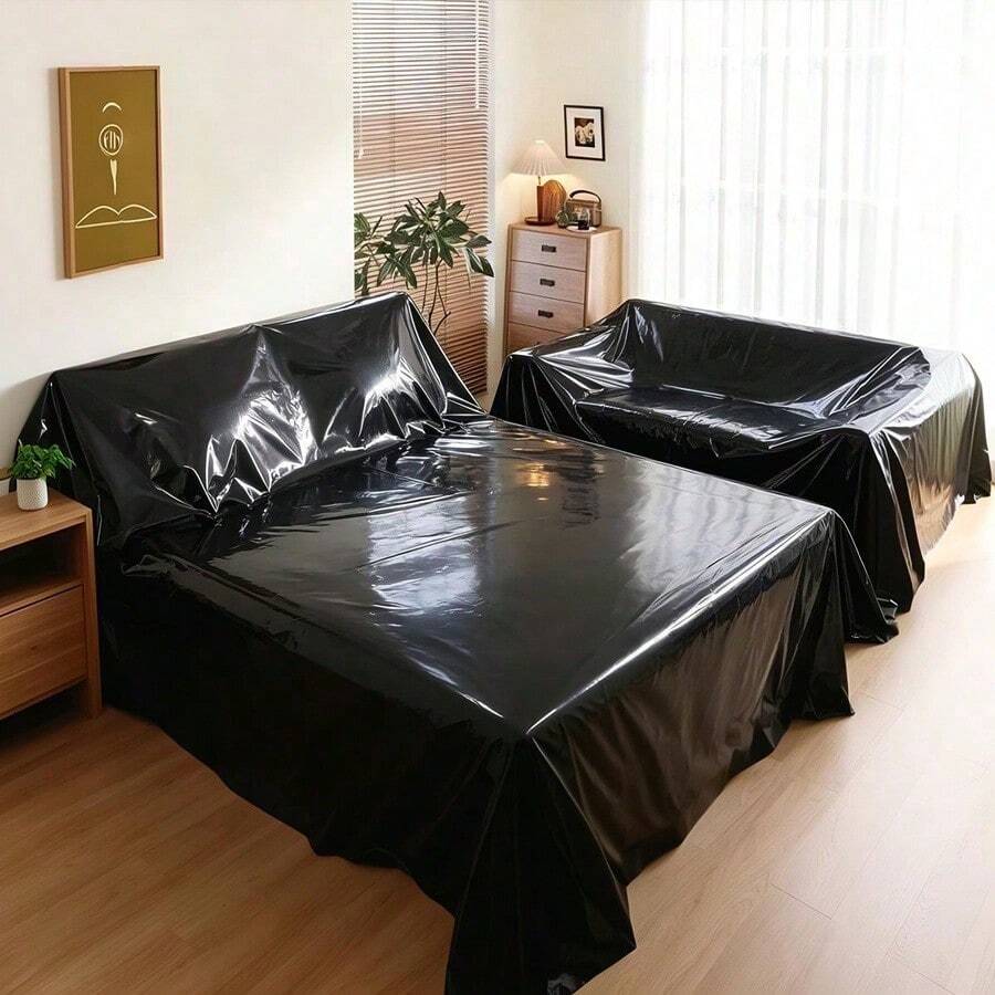 Waterproof PVC Thin Universal Sofa Cloth With No Holes Or Edges Perfect Plastic For Dust Cover In Multiple Home Scenarios Oil Urine Proof Bed Wetting Flat Sheet Incontinence Urinary Cushion For Children Elderly Full Queen King Size - Black - View 1