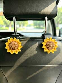 1pc/2pcs Car Seat Back Hook Multifunctional Sunflower Decor Car Storage Organizer - A - View 6
