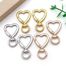 3/6pcs Heart Shape Swivel Snap Hooks Metal Spring Gate Keychain Clasps Rotatable O Ring Lobster Clasp For DIY Key Ring Bag Charm Making - Multicolor - View 3