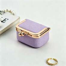 Tas Penyimpanan Perhiasan Mini dengan Klip, Tas Penyimpanan Perhiasan Tekstur Leci PU, Dompet Koin Kecil Portabel, Tas Penyimpanan Cincin, Anting, Earphone, Aneka Warna - MultiWarna - View 2