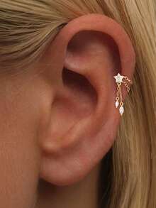 EleRunis 1pc 925 Sterling Silver Flower Horse Eye Shape Flat Back Labret/Cartilage/Helix/Conch/Spiral Stud Piercing Jewelry For Daily Wear/Party - Gold - View 7