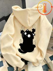 Tween Girl Fun Print Sweatshirt, Warm & Comfortable Thermal Lined Pullover Sweatshirt For Autumn/Winter - Apricot - View 3