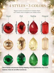 Large Colorful Shiny Christmas Jewelry Pendant Decoration, 3.9"- 6.2" Acrylic Christmas Tree Hanging Ornament, Rectangle Jewel Hanging Decors, Glitter Xmas Rectangle Gemstones, For Wedding Holiday Party Decor, Christmas Decoration, Christmas Gift - View 7