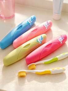 [Travel Storage Accessory] Cute Teeth Holding Toothbrush Pattern Toothbrush Storage Box,Portable Travel Toothbrush Case With Solid Color Sealed Lid, Toothbrush Holder, Travel Storage Accessory, Suitable For Home And Travel ﻿ - Multicolor - View 5