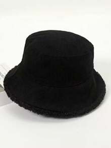 1pc Plush Bucket Hat, Thickened Warm Fleece, Elegant Outdoor Style For Autumn/Winter - Multicolor - View 8
