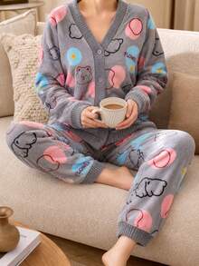 Women Pajama Sets - Grey - View 2