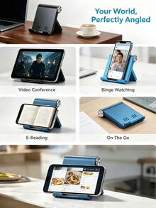 1/2pcs Foldable Portable Phone Stand, Premium ABS Desktop Holder, Adjustable Angle Universal Stand, Multi-Angle Folding Desktop Support, Lightweight Portable Pocket Size Design, Suitable For All Smartphones And Tablets, Stable Non-Slip Desktop Storage - A - View 4