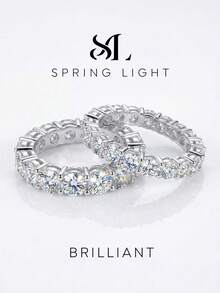 1pc Moissanite Ring, Sparkling 0.5ct Full Diamond Single Row Band, Perfect Birthday Gift For Women - Silver - View 3