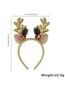 1pc Girls Christmas Headband Reindeer Headpiece With Bell Hair Accessory, Suitable For Parent-Child Photo, Party Gift - Multicolor - View 5