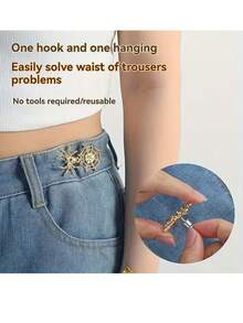 Spider Web Waist Buckle, New Detachable Button-Free Waist Adjuster, Waist Size Modifier: Metal Hook-Style Detachable Adjustable Waist Buckle - Detachable, Adjustable Waist, Helps You Easily Slim Your Waist - A - View 2