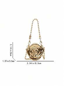 Unique Niche Design Mini Flower Box Bag, Sweet Cool Hot Girl Style Makeup Evening Bag With Chain Strap, Shoulder Crossbody Bag - Gold - View 11