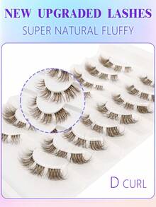 8 Pairs Segmented Cat Eye False Eyelashes, Brown, DD Curl, Elongated Tail, 3D Light Explosion, Fluffy & Soft, Suitable For Festivals, Parties And Various Fashion Occasions - Brown - View 6