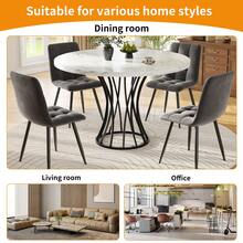80 * 80 * 75 Cm Dining Table / Modern Round Metal Dining Table / MDF Tabletop With Marble Effect / Meets Different Space Requirements / Suitable For Dining Room And Living Room - Black - View 3
