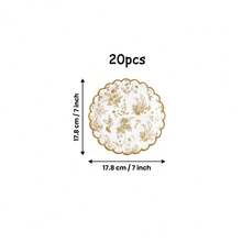 10/20/40Pcs,Golden Floral Toile‑Style Disposable Party Tableware Set,Vintage Botanical Floral Chinese‑Inspired Printed Paper Plates,Cups & Napkins,Gold Scalloped Rim Party Tableware For Bridal Shower,Wedding Banquet,Tea Party & Dessert Table Decor - Multicolor - View 12