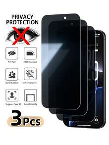 Navigator 3pcs Privacy Anti-Peeping Tempered Glass Screen Protector For Smartphone, Non-Full Screen, Shatter-Resistant, Compatible With IPhone Duo/18 Pro Max/18 Pro/18/17 Pro Max/17/17 Pro/17 Air/16 Pro Max/16/16 Pro/16 Plus/15 Pro Max/15/15 Pro/15 Plus/14 Pro Max/14/14 Pro/14 Plus/13 Pro Max/13/13 Pro/12/12 Pro/12 Pro Max/11/11 Pro Max All Series - Black - View 33