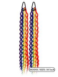 Rainbow Wavy Curly Ponytail Hair Tie, Multicolor Hair Strings, Festival Cosplay Bohemian Hair Accessories - Multicolor - View 8