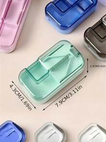 1pc Pill Cutter, Pill Separator, Portable Mini Pill Box, Morning/Midday/Evening Travel 7-Day Multi-Function Pill Box, Push-Pull Storage Box, Pill Cutter Storage Box - one-size - View 2