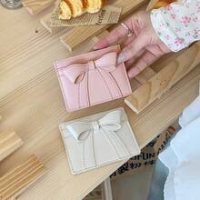 Y2 Japanese & Korean Sweet Style Bow Zipper Mini Wallet, Women's Cute PU Leather Multi-Slot Card Holder Coin Purse - Multicolor - View 7