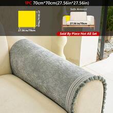 1pc Chenille Sofa Cushion, With Pom Pom Lace Trim Design, All-Season Anti-Slip Seat Pad, Machine Washable, Pet-Friendly Stain-Resistant, Sofa Protector Cover - Light Grey - View 20