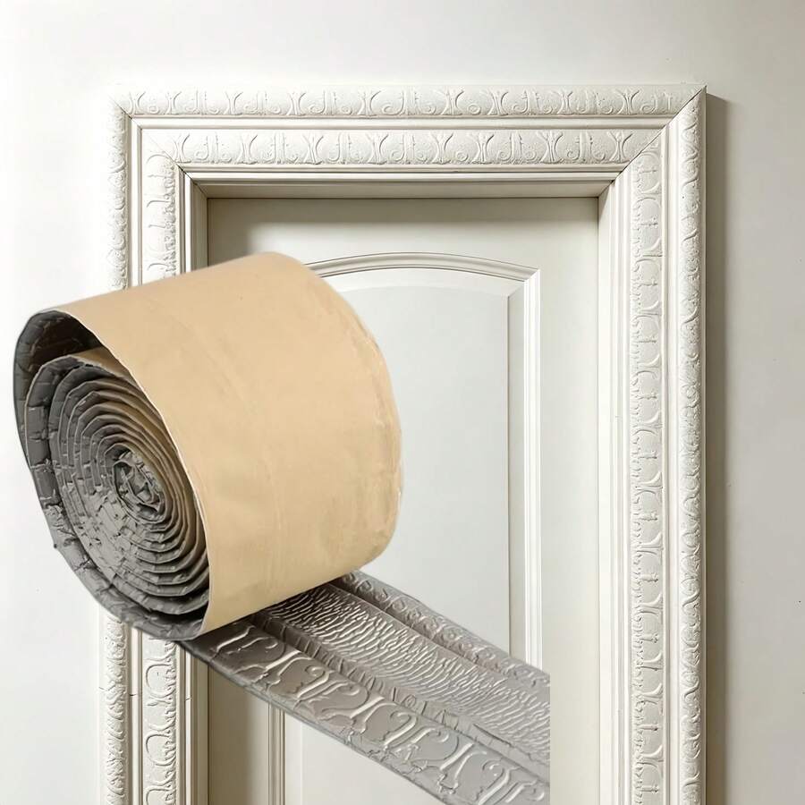 1pc 90.55 Inch Self-Adhesive Foam Decorative Trim, 3D Foam Baseboard, Wall Sticker, Door Frame Edge Sealing Decorative Strip - A - View 1