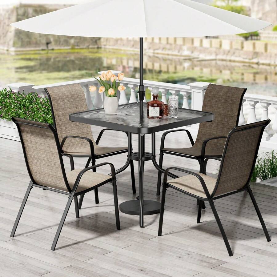 Outdoor Table & Chair Sets - Brown - View 1