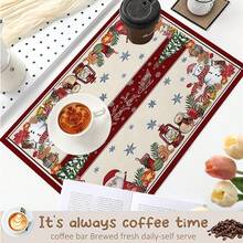 1pc Christmas Series Vintage Frame Christmas Element Pattern Printed Coffee Bar Mat, Drainage Mat, Coffee Machine Soft Bottom Diatomaceous Earth Drainage Mat, Soft Rubber Drainage Mat, Super Absorbent Wear-Resistant Dish Drying Mat, For Countertop Restaurant Kitchen Table Mat, Patio Dining Table Decor, Home Kitchen Supplies, Countertop Decor Mat - Multicolor - View 7