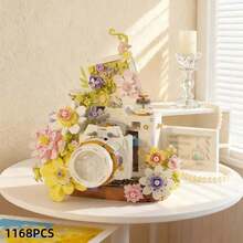 Flower Camera Shaped Building Block Toy Set, Creative Camera Paired With Colorful Flower Combination, Develops Children's Hands-On Ability And Aesthetic Sense. Exquisite And Cute Design, Can Be Used As Desktop Art Decor After Assembly, Comes With Gift Box Packaging, Suitable As Birthday And Holiday Gift - Multicolor - View 3