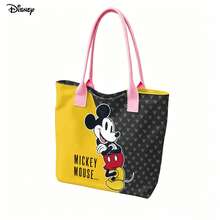 Miniso Disney Mickey Mouse Hand-Carried One Shoulder Laptop Bag, Yellow & Gray Color Block Daily Shoulder Bag - Black - View 4