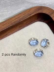 2pcs Fall Autumn Nails New Light Blue Oval Border Large Nail Art Rhinestones 3D Full Glossy Transparent Luxury High-End Salon Style - Multicolor - View 7