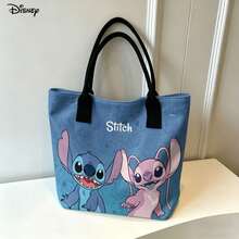 Miniso Disney Stitch & Angel 筆記本電腦包，可愛情侶印花單肩包，適合日常使用 - 粉色 - 查看 2