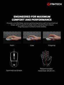 FANTECH VX7V2 Wired Gaming Mouse, RGB Lighting, 6-Key Programmable, 8000 DPI, Symmetrical Anti-Slip Esports Mouse - View 8