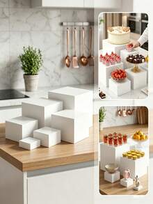6/3pcs Set Stand Display Akrilik dengan Alas Putih Persegi, Platform Bertingkat Berbagai Ukuran yang Dapat Ditumpuk untuk Kue, Makanan Penutup, Cupcake, Perhiasan, dan Dekorasi, Cocok untuk Pesta, Pernikahan, Dekorasi Rumah, Konter Ritel, dan Pajangan Meja - MultiWarna - View 9