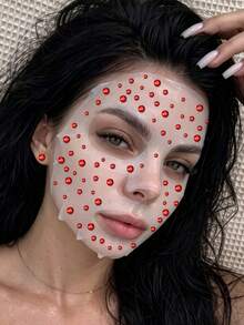 1pc Day Of The Dead Red Pearl Acrylic Face Gem Sticker, Smooth Round Pearl Rhinestones, Stage Y2K Makeup Decor Sticker For Face, Body & Nail Art - Red - View 5