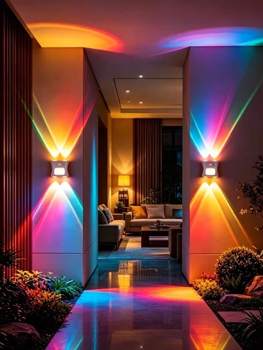 16 Color Smart Sensor RGB Wall Light Night Light, Magnetic Installation, Remote Control, USB Rechargeable, Suitable For Bedroom, Living Room, Game Room And Holiday Party Lighting - 4-head Cat Eye Motion Sensor Wall Light - View 1