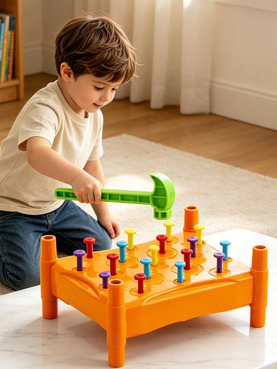 Colorful Hammering Board, Hand-Eye Coordination Training Smart Toy, Baby Hand Strength Exercise & Concentration Development Tool, Suitable For Boys & Girls 3 Years Old And Above, Birthday Gift, Essential Holiday Gift - Multicolor - View 1