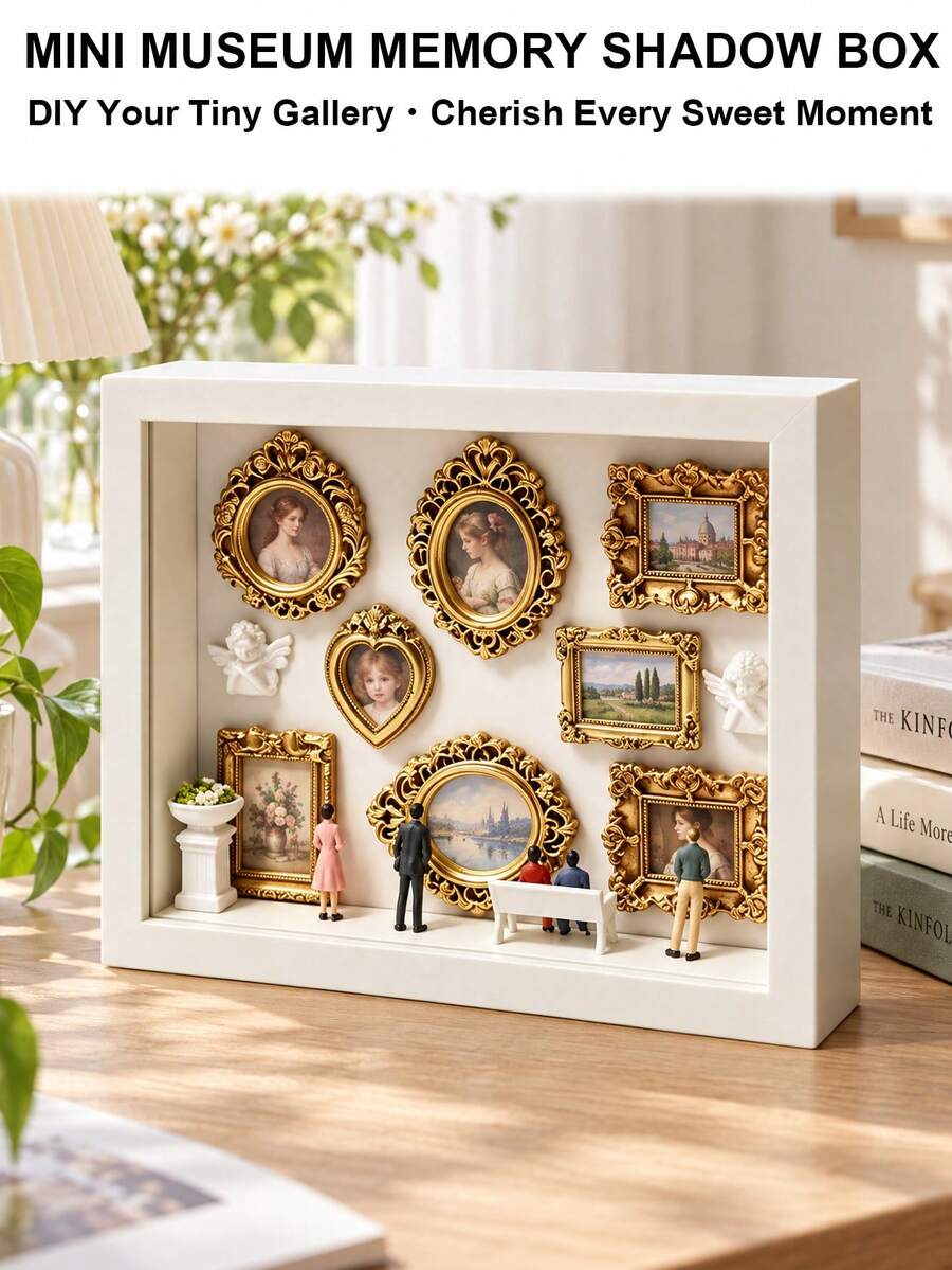 1 Set DIY Mini Museum Shadow Box - Celebrate Your Precious Memories In A Unique Way Through A Customizable Shadow Box Frame Kit, Including Photo Display And Miniature Figurines, Personalized And Distinctive Decorative Keepsake.