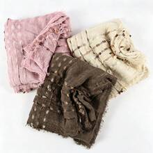 1pc Fashion Long Distressed Line Pattern Scarf With Four-Sided Short Fringe, Breathable Outdoor Women's Headscarf, Shawl, Daily Wear Accessory, Birthday Gift - Multicolor - View 5