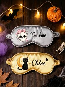 Mặt nạ ngủ Halloween in tên tùy chỉnh cá nhân hóa, quà tặng ngày lễ cho nữ và bé gái, phụ kiện tiệc Halloween - Nhiều màu - Xem 4