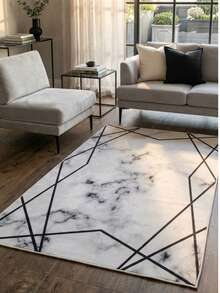 Non-Slip, Washable, Digitally Printed Rug, Runner, Kitchen Rug - Black and White - View 2