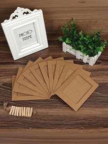 20/10/1pc Vintage Kraft Paper Photo Frame With Clips And Hemp Rope, Banner Home Decor, Suitable For Wedding, Anniversary, Birthday, Holiday Party, Clip-On Photo Display Rack, Multi-Functional Hanging Photo Banner, Suitable For Home And Office Decoration - Picture Frame - View 9