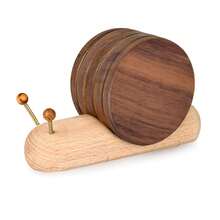 Charming Black Walnut Snail Coaster - Heat Resistant, Home Decor Tea And Coffee Cup Mat, Cartoon, Relaxing - Multicolor - View 4