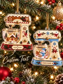 1pc Personalized Snowman Mixer Christmas Ornament, Custom Name Baking Ornament, Gingerbread Candy Cane Kitchen Decor, Baker Lover Gift,Holiday Keepsake,Xmas Tree Ornament,Christmas Gift - Multicolor - View 1