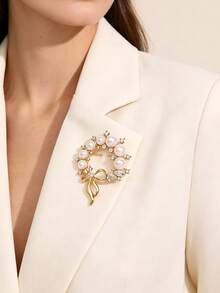 New Niche High-End Heart-Shaped Rhinestone & Pearl Vintage Alloy Anti-Exposure Versatile Exquisite Brooch Accessory - Brooch - View 5