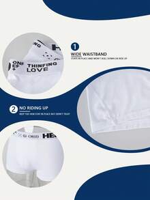 Norcotton 1pc Men's White Letter Waistband Pure Cotton Boxer Shorts - White - View 5