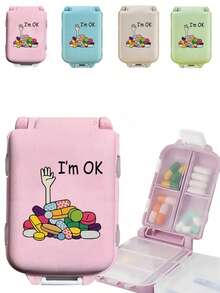 8-Compartment Portable Multi-Layer Pill Box With "I'm Ok" Text, Travel Moisture-Proof Medication Storage Box, Reusable Pill Organizer Suitable For Men And Women, Daily Medication Planner Bag, Travel Medical Kit, Portable First Aid Kit, Essential Accessory For Home, Travel, Dorm, Suitable For Vitamins, Medications And Supplements, Essential For Outdoor, Office And School - Multicolor - View 5