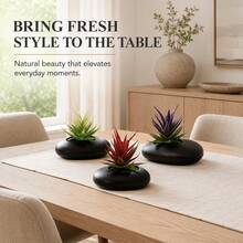 3pcs Faux Succulent Plants Mini Potted Plants Realistic Artificial Greenery Desktop Decor, Fake Plastic Aloe Plants, Green And Fresh, Suitable For Home, Office Desk, Bookshelf, Room, Bathroom Decoration, Compact And Exquisite - Multicolor - View 3