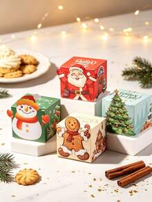 8/12/24pcs/Pack Christmas New Party Gift Candy Cookie Box Paper Box 3D Candy Box Party Gift Decoration Box Paper Box - View 9