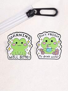 QIHOO 1pc Cute Cartoon Frog Enamel Brooch, Humorous Pun Slogan Lapel Pin Badge, Backpack Denim Jacket Decorative Jewelry Gift - Multicolor - View 5