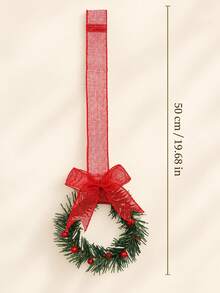 1pc Custom Text Wreath Ribbon Hanging Ornament, Bow & Berry Detail Embroidered Christmas Decor, 5 Style Alternatives, Holiday Tree & Tabletop Display, Thoughtful Gift For Friends And Housewarming Recipient - Multicolor - View 5